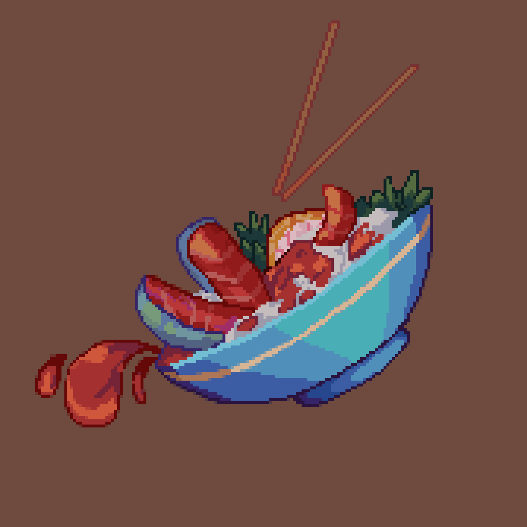 A bowl of food with chopsticks